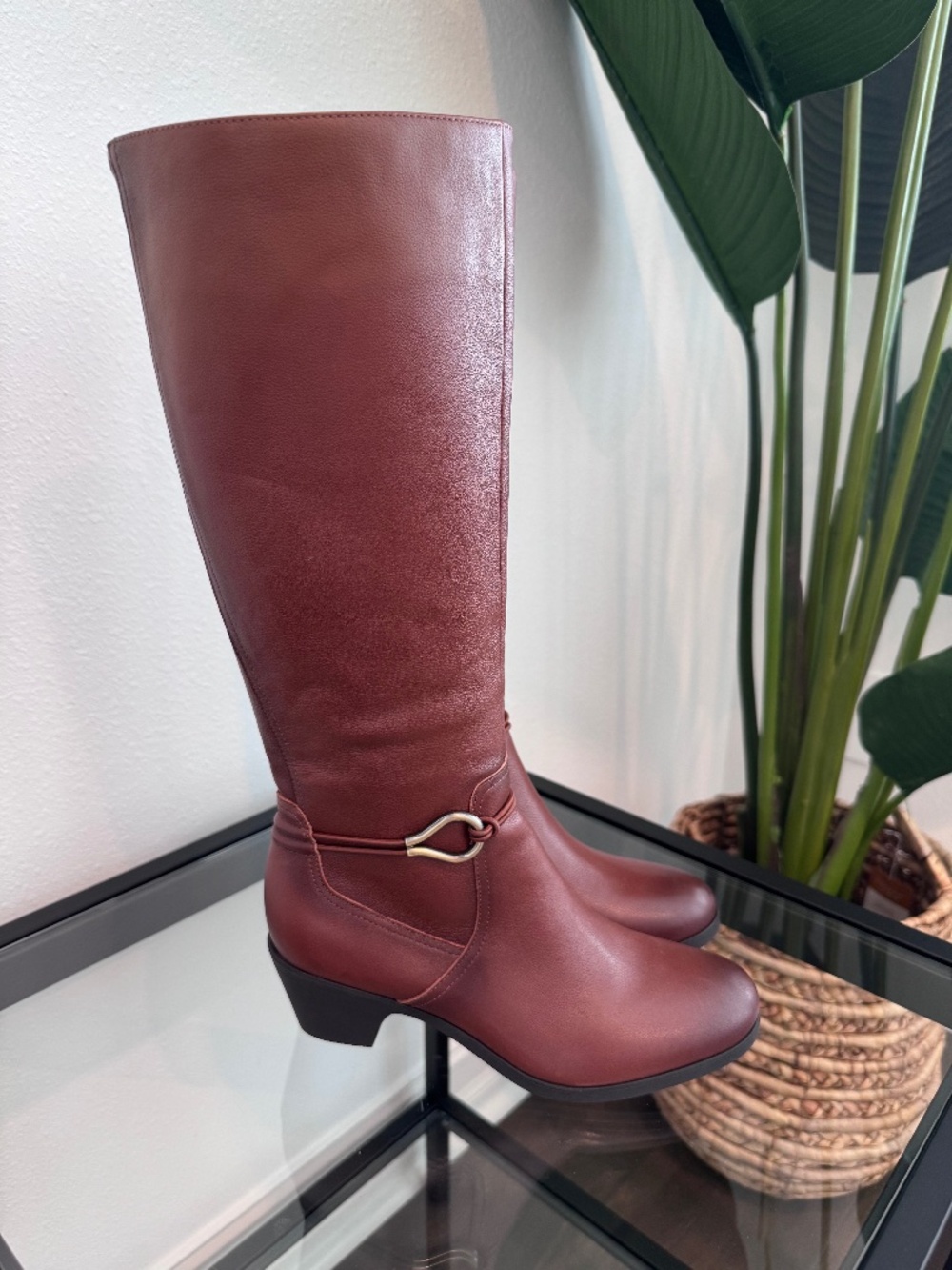 COBB HILL Presley Woman’s Dark Natural Leather High Boots Size 8.5 NWOB